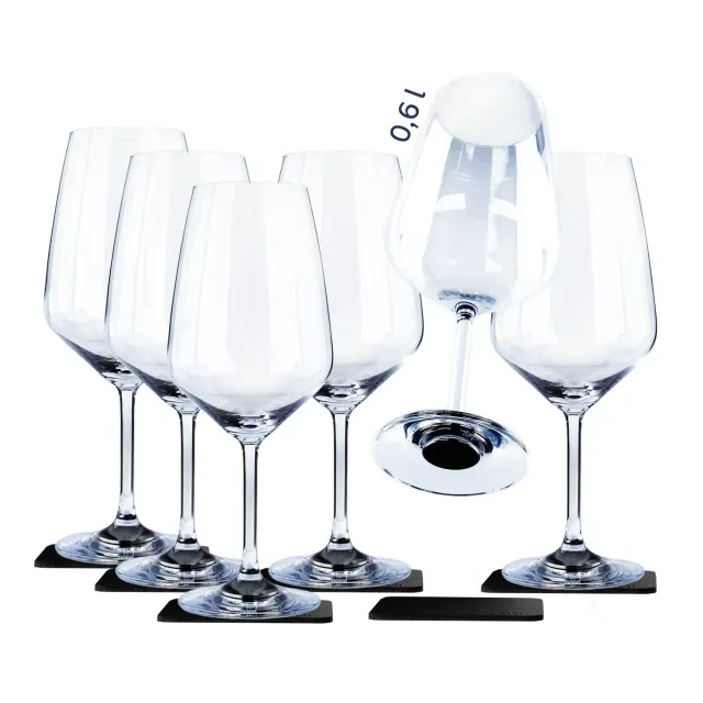 Silwy Bordeaux calici vino magnetici cristallo set