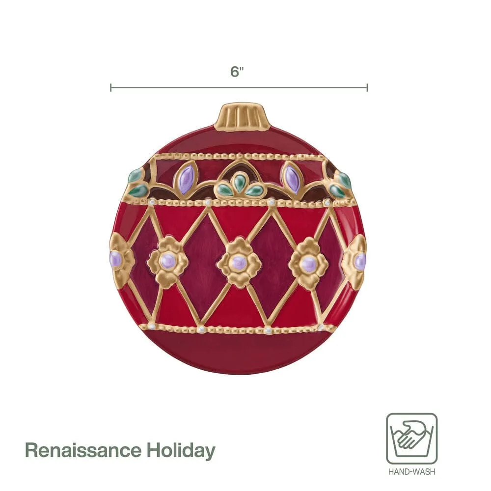 Fitz and Floyd Renaissance Holiday set 4 piattini antipasto rossi