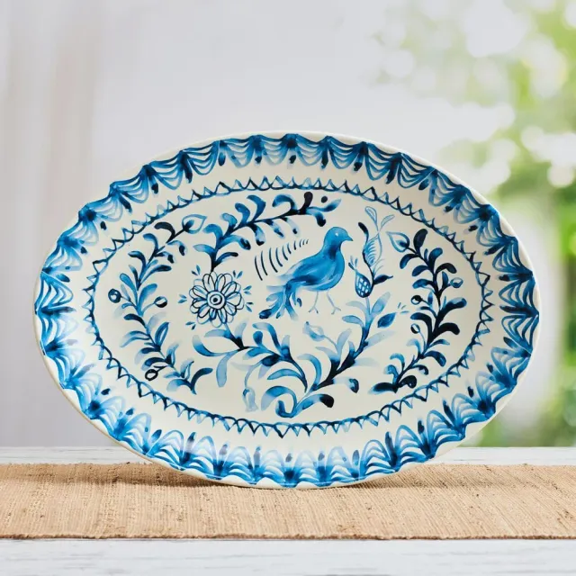 Fitz and Floyd Sicily Blue vassoio ovale gres blu 33 cm