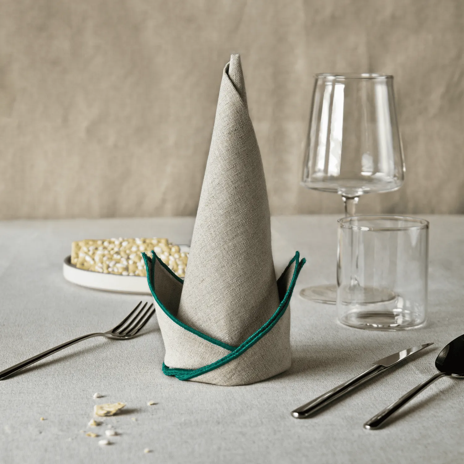 Tavola Ceramica Noemi Coppia Tovaglioli Bianco Puro in tessuto