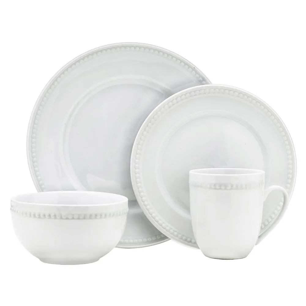 Fitz and Floyd Everyday White Beaded servizio piatti 16 pezzi