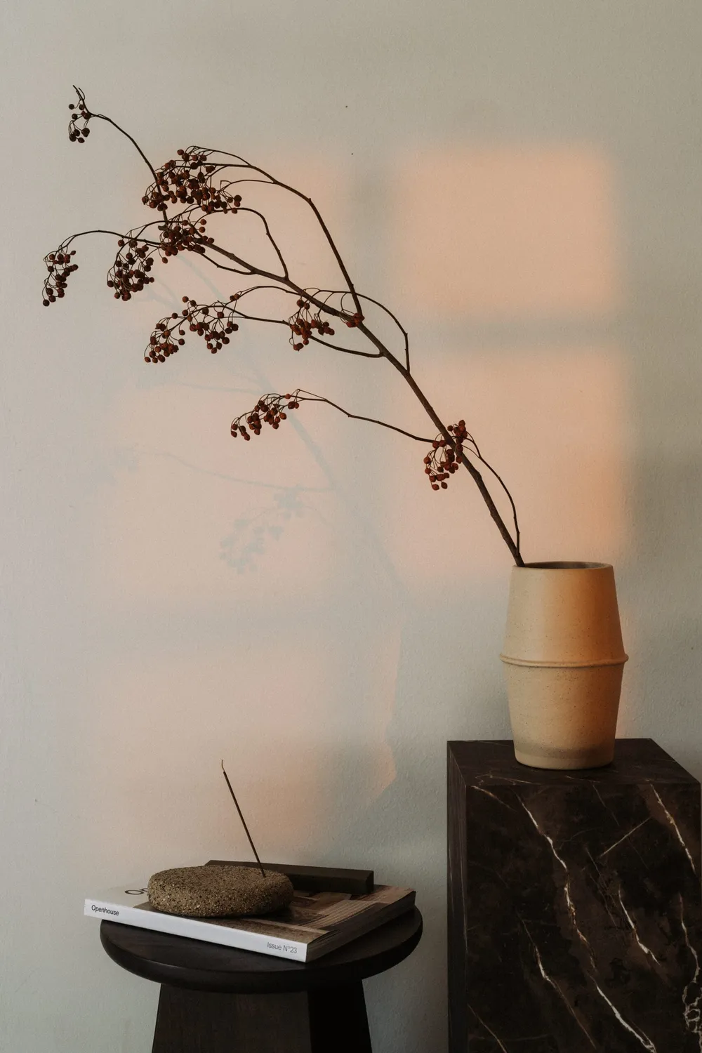 Poemi Japandi Vaso in Gres Beige 10x22 cm
