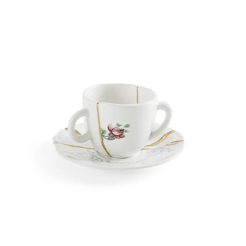 Seletti Kintsugi n.1 tazza caffè con piattino porcellana