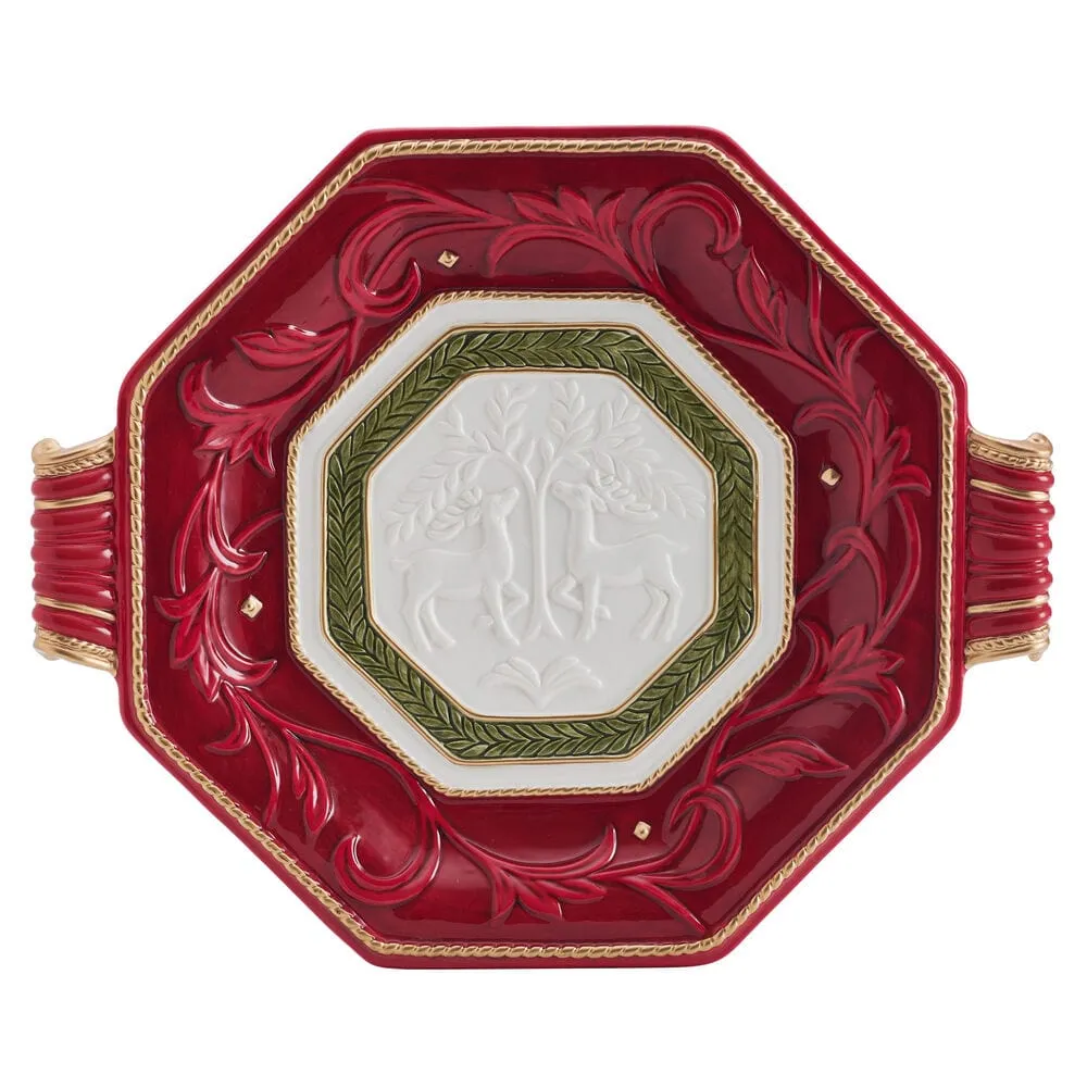 Fitz and Floyd Telluride Platter with Handles vassoio rosso