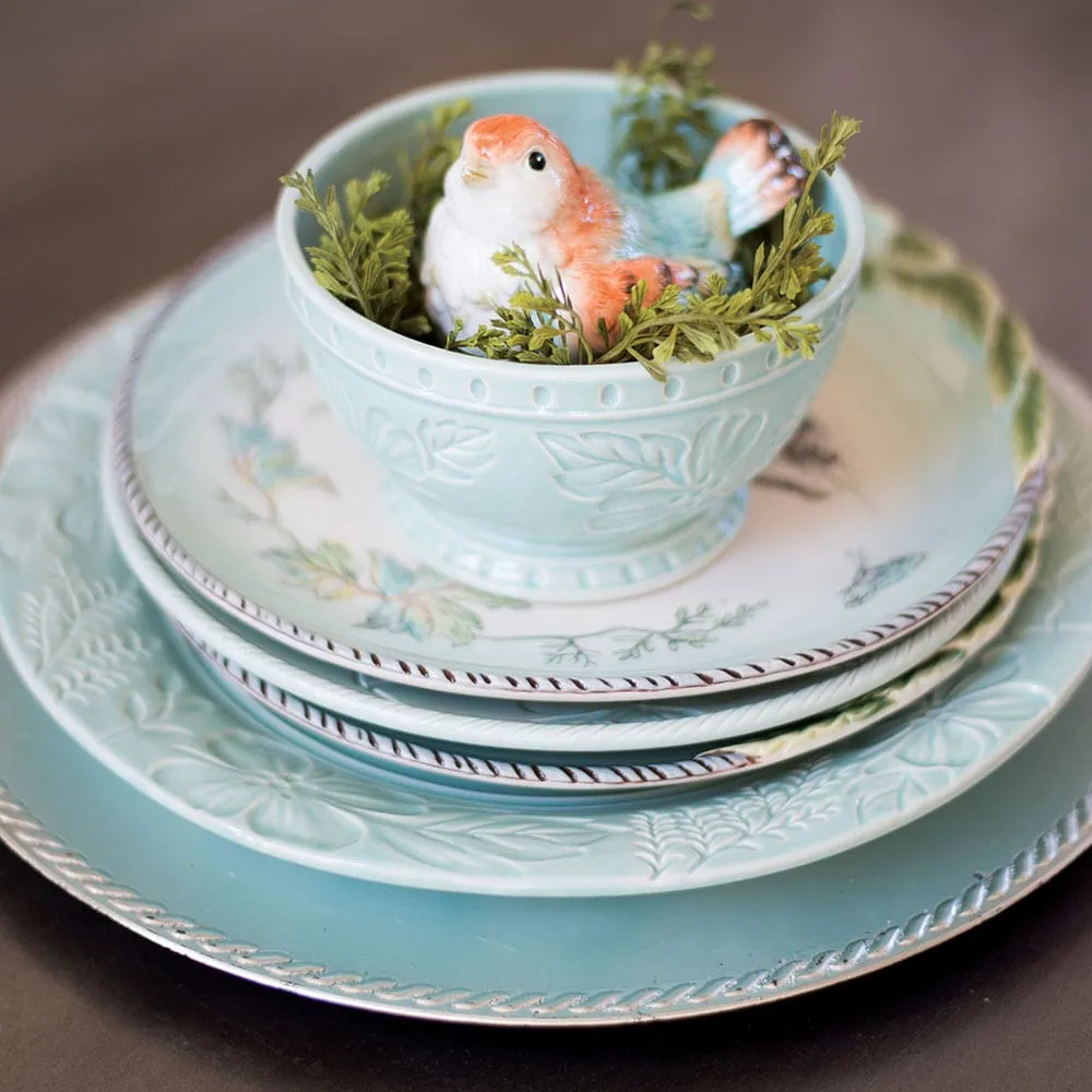 Fitz and Floyd English Garden ciotole zuppa set 4 gres