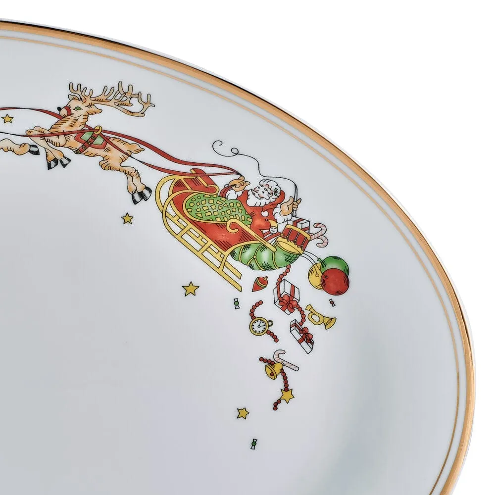 Fitz and Floyd St. Nicholas vassoio porcellana oro 35 cm