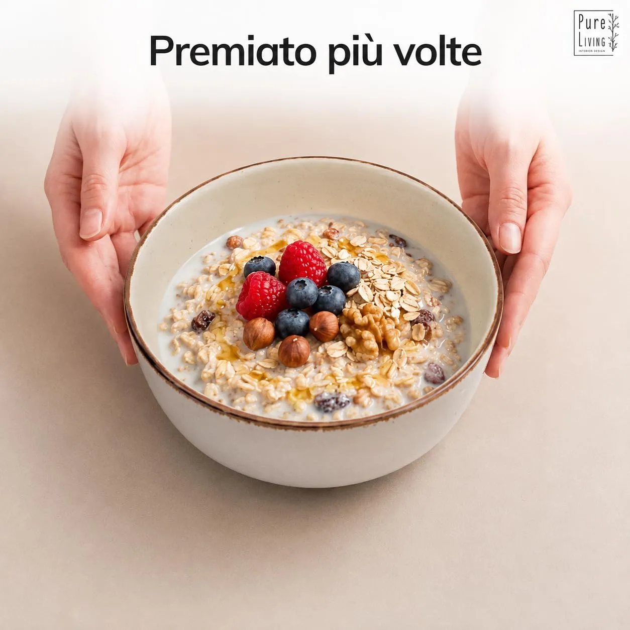 Pure Living Rustic Set 6 Ciotole Muesli Beige in Gres