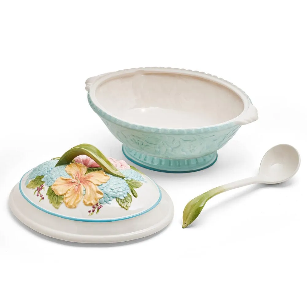 Fitz and Floyd Meadow zuppiera con mestolo 3,5 qt floreale