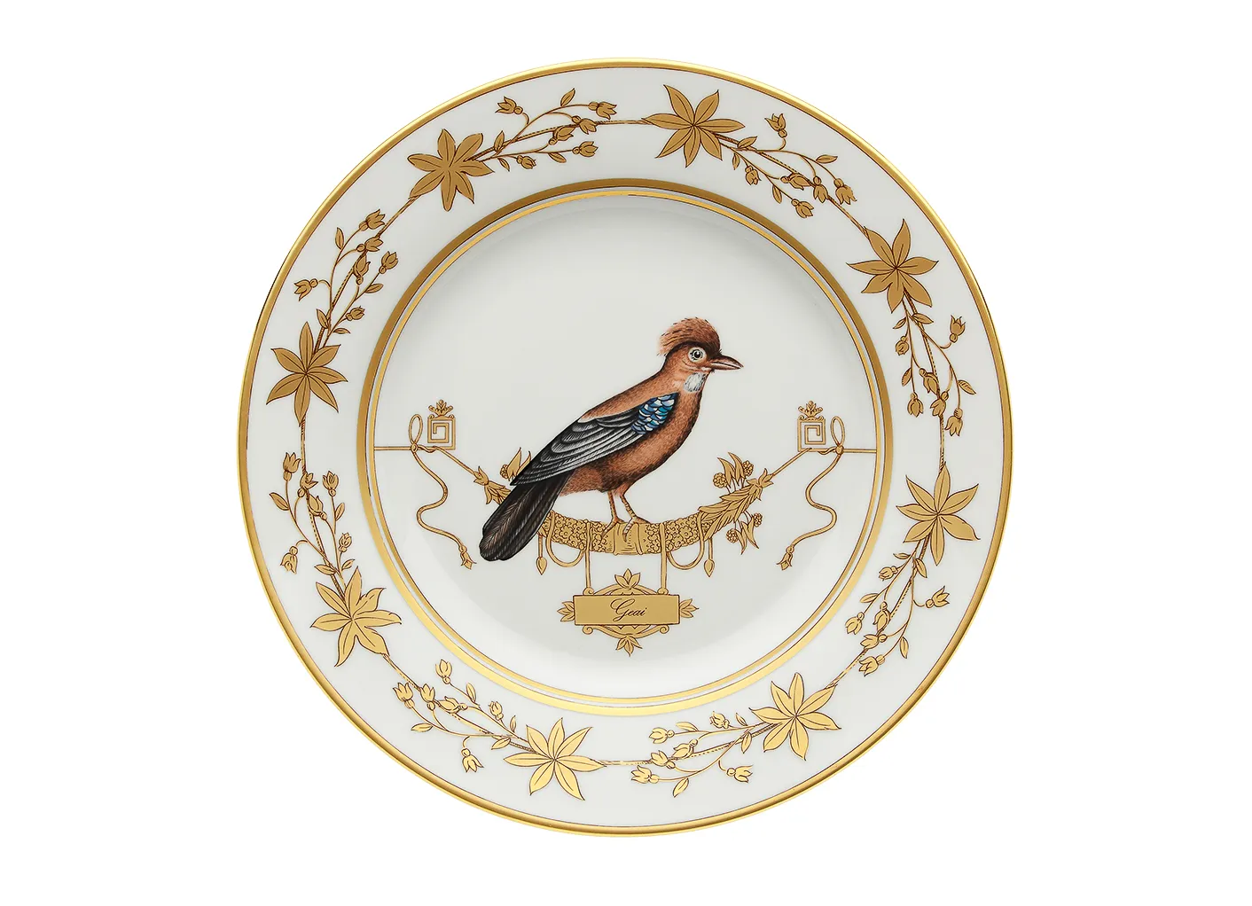 Richard Ginori Volière piatto piano porcellana oro