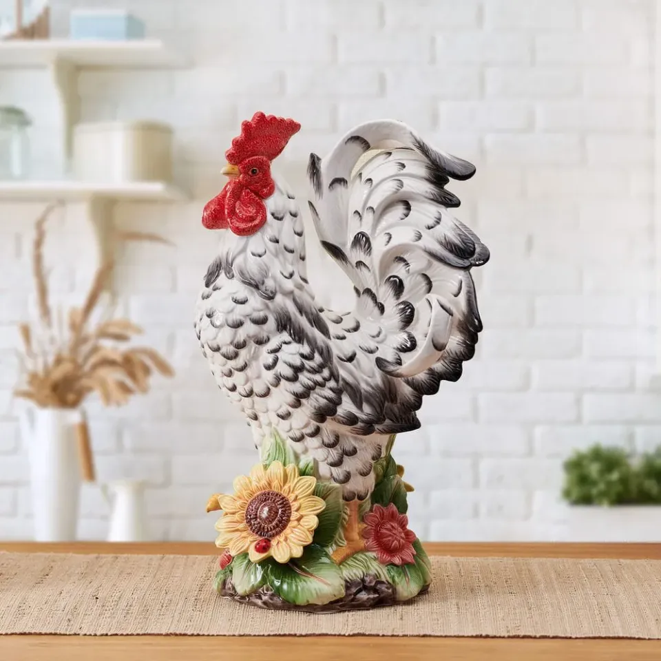 Fitz and Floyd Provence Sunflower statuetta gallo 46 cm terracotta