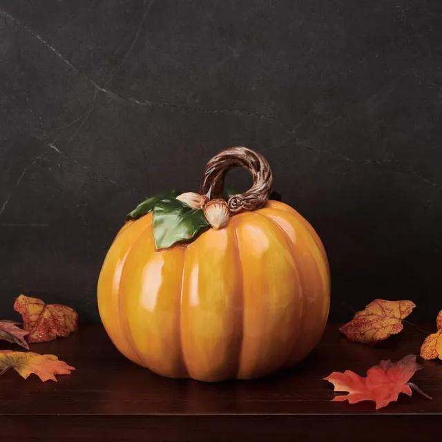 Fitz and Floyd Harvest Acorn Pumpkin statuetta zucca terracotta