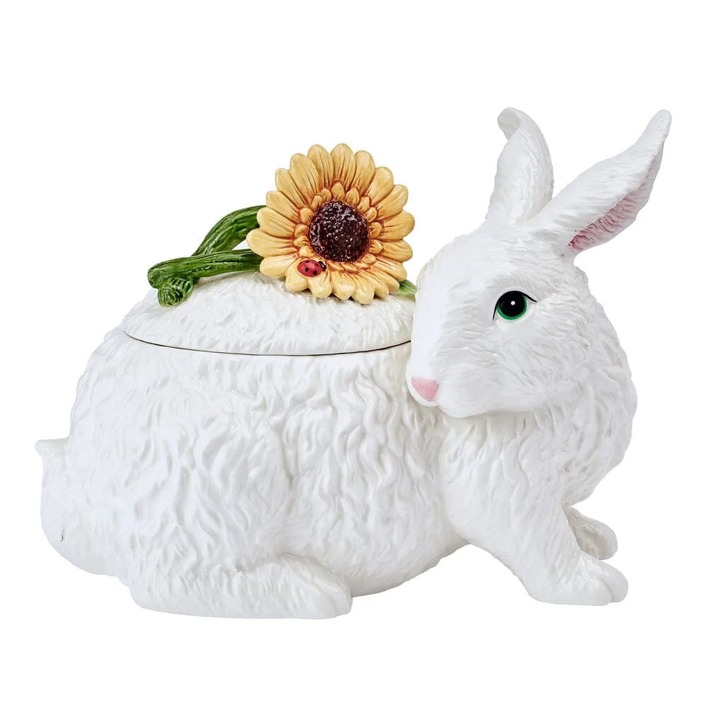 Fitz and Floyd Sunflower Rabbit biscottiera coniglio terracotta