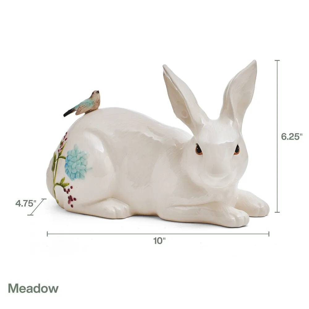 Fitz and Floyd Meadow Rabbit statuetta coniglio 25 cm bianca