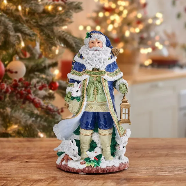 Fitz and Floyd Telluride Blue carillon Babbo Natale resina 28 cm