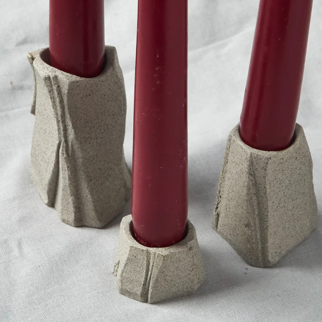 Studio Delta Pottery Lume #1 set 3 portacandele gres pietra