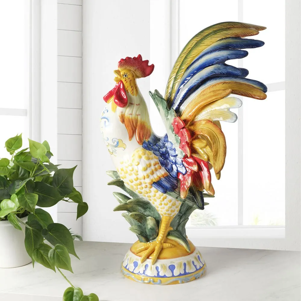Fitz and Floyd Ricamo Gallo statuina ceramica 52 cm colorato