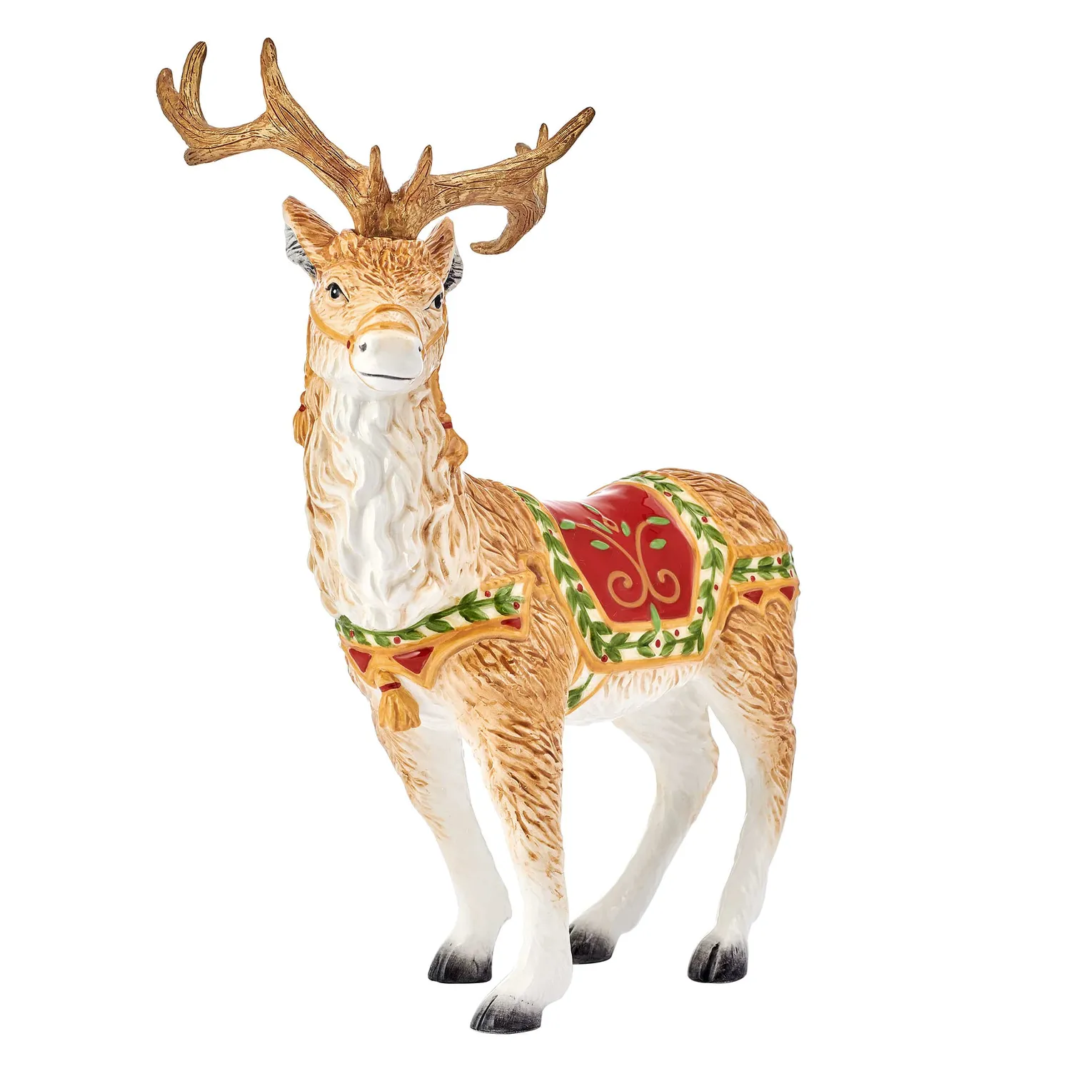 Fitz and Floyd Santa's Gift renna statuetta natale 25 cm terracotta