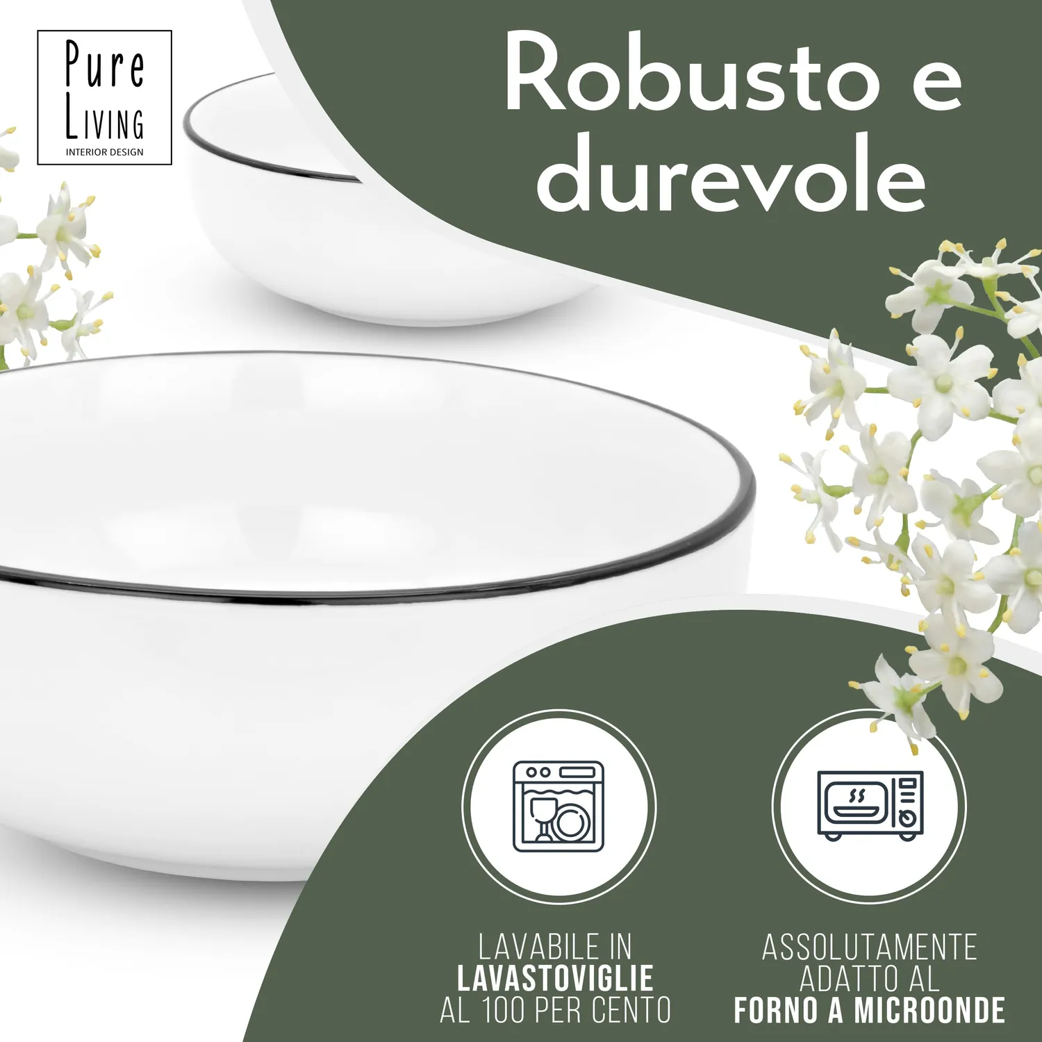 Pure Living Scandi servizio 6 persone porcellana 18 pezzi