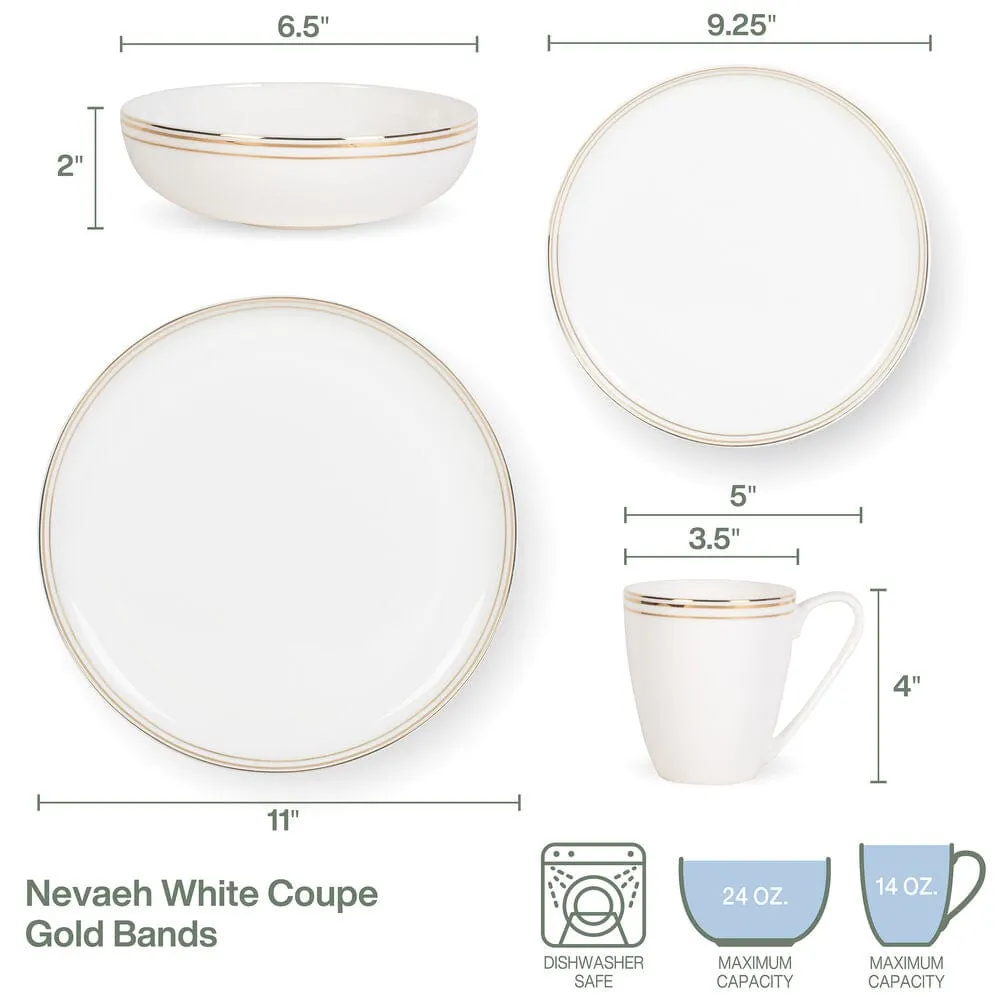 Fitz and Floyd Nevaeh White servizio 16 piatti bone china oro