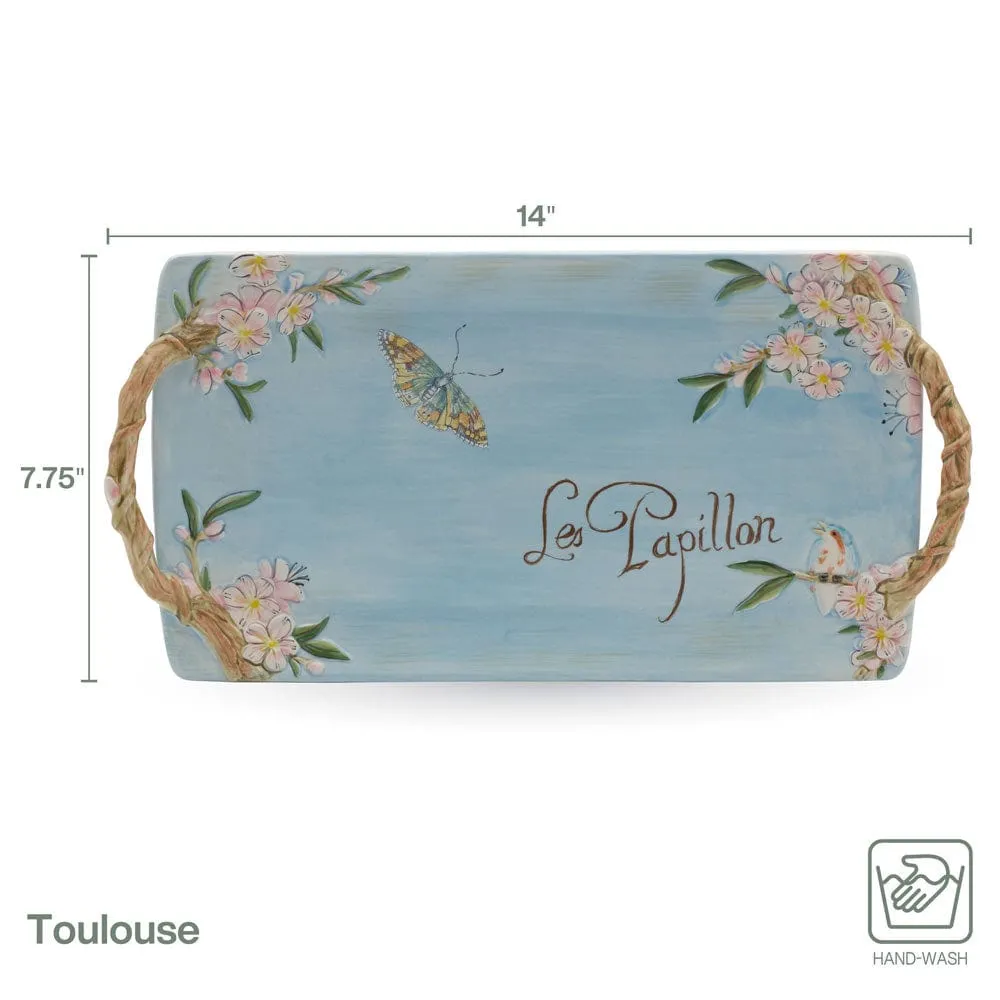 Fitz and Floyd Toulouse vassoio rettangolare ceramica fiori