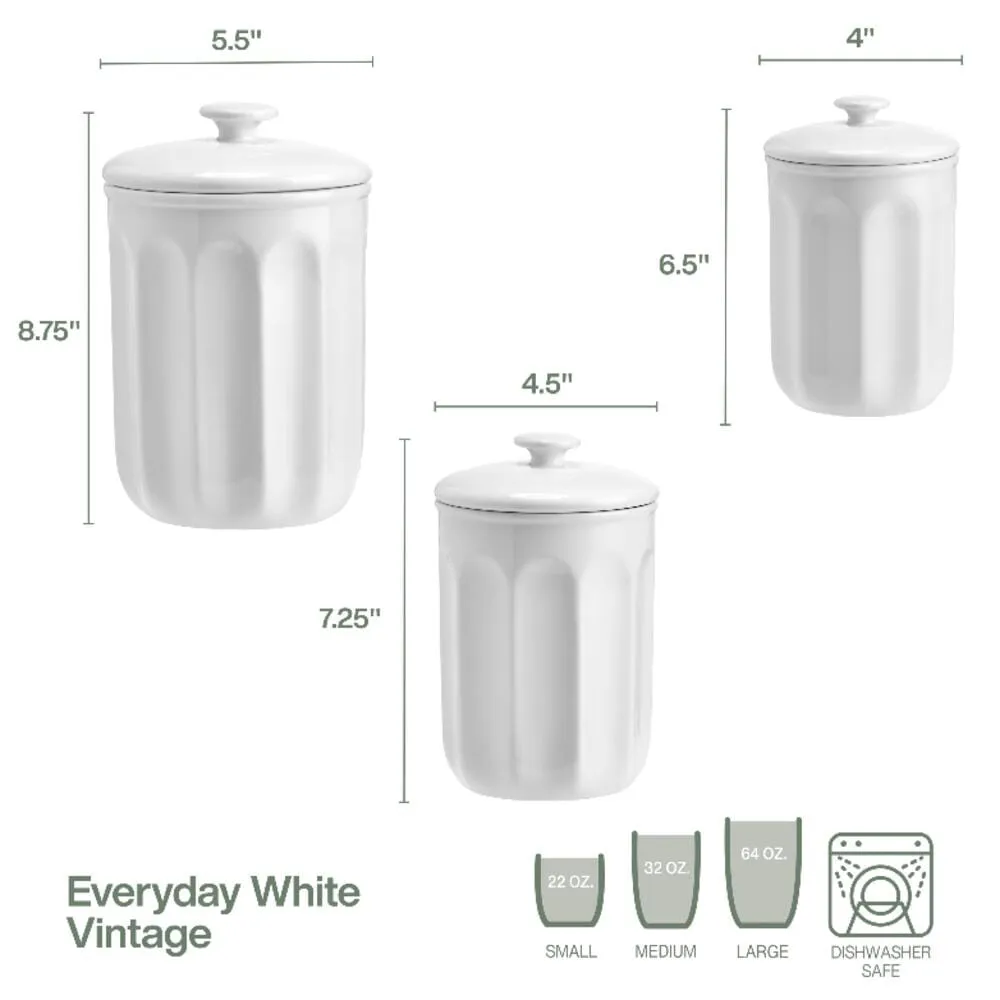 Fitz and Floyd Everyday White Vintage set 3 barattoli bianchi