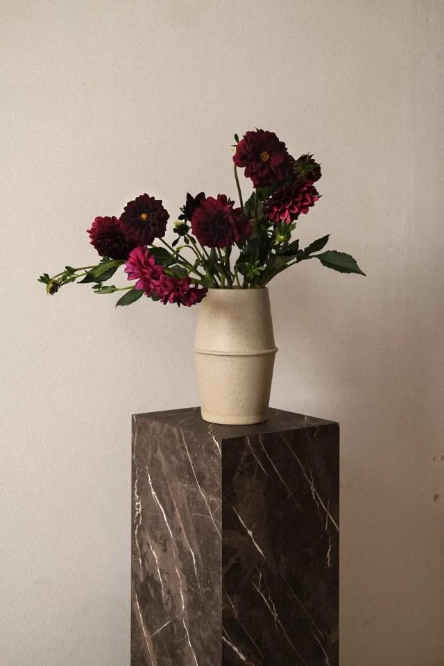 Poemi Japandi Vaso in Gres Beige 10x22 cm