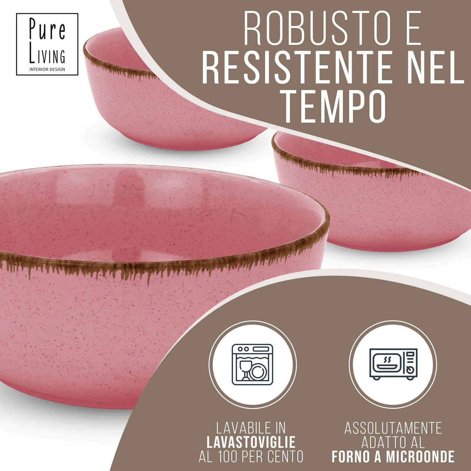 Pure Living Rustic set piatti 6 persone rosa 6 pezzi
