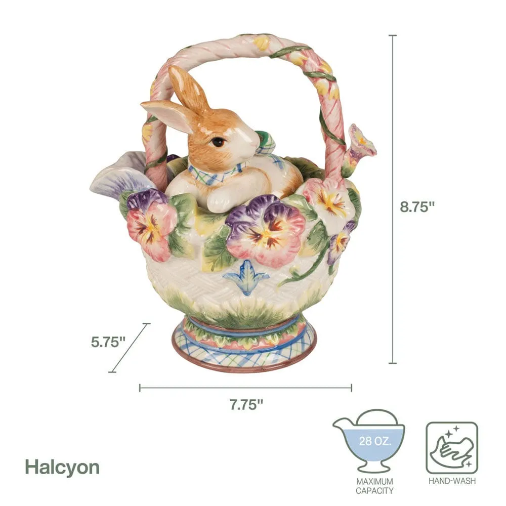Fitz and Floyd Halcyon Teiera Coniglio in Gres 828 ml Floreale