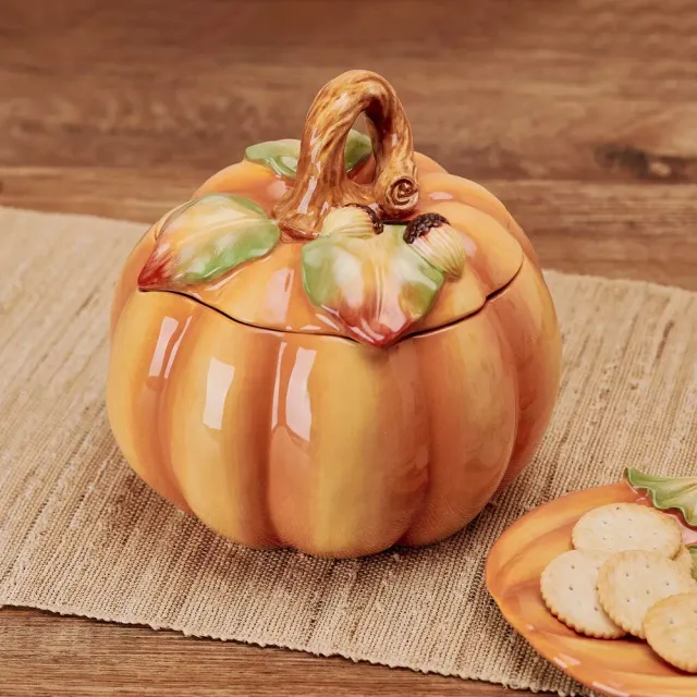 Fitz and Floyd Harvest Halloween biscottiera zucca terracotta