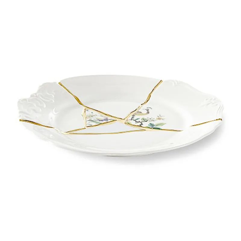Seletti Kintsugi piatto piano n.2 porcellana oro