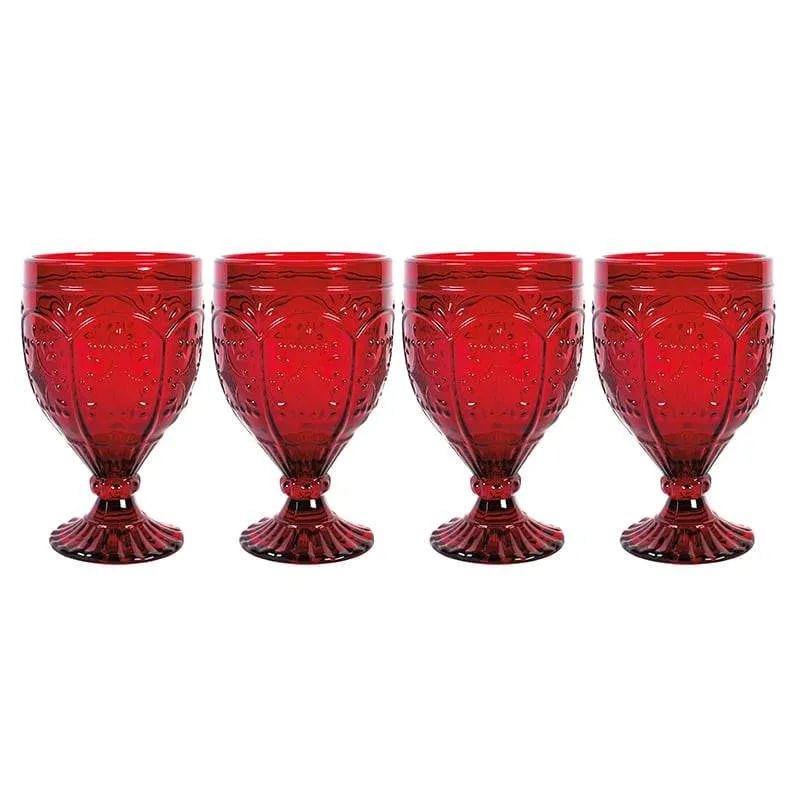 Fitz and Floyd Trestle calici vetro rossi set 4 pezzi 355 ml