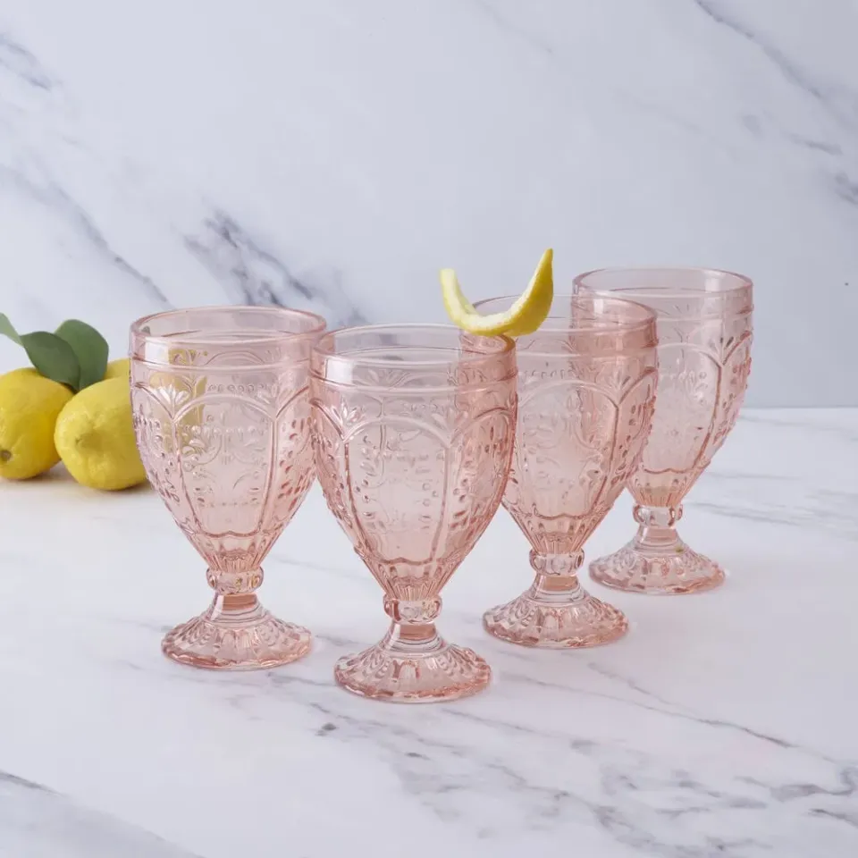 Fitz and Floyd Trestle set 4 calici rosa vetro