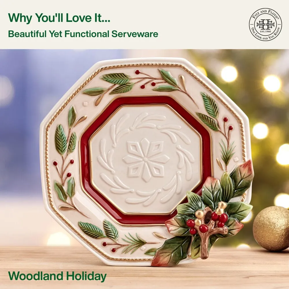 Fitz and Floyd Woodland Holiday piatto ottagonale acacia