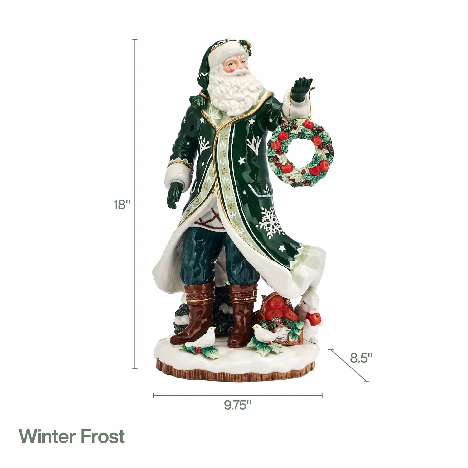 Fitz and Floyd Winter Frost Santa statuina Babbo Natale 18 IN