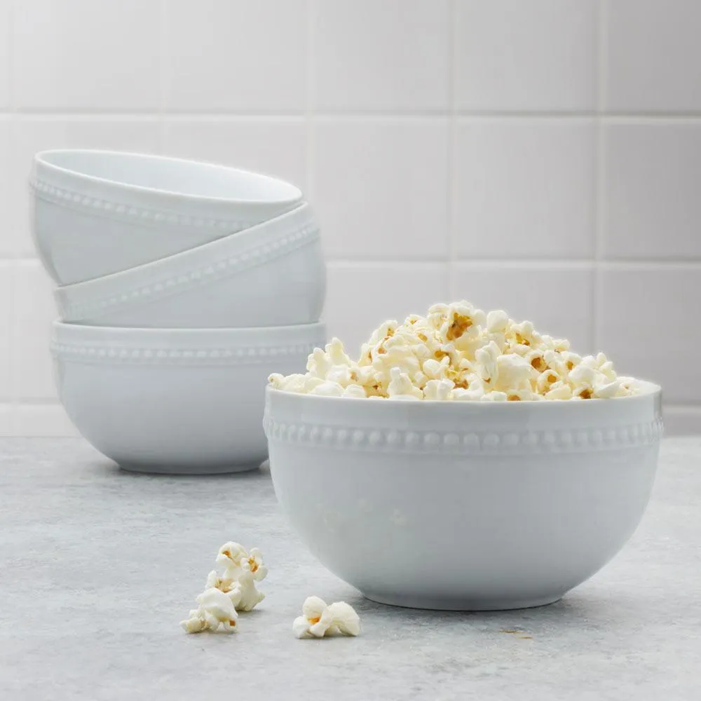 Fitz and Floyd Everyday White Beaded Soup Cereal ciotole set 4 pezzi