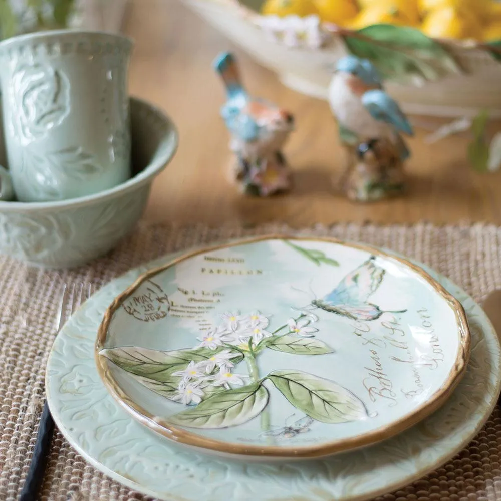 Fitz and Floyd Toulouse Set 4 Piatti Insalata Verdi Stoneware