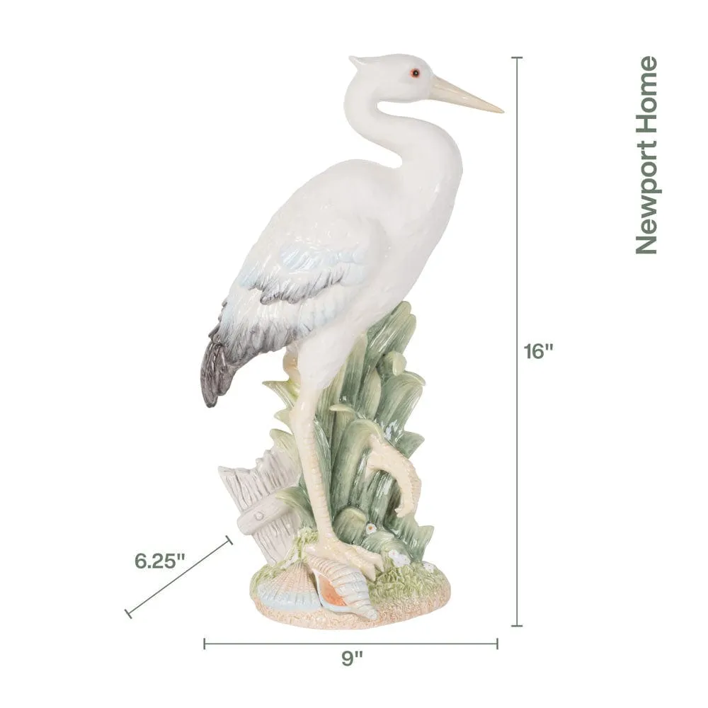Fitz and Floyd Newport Egret statua airone bianco 16 pollici
