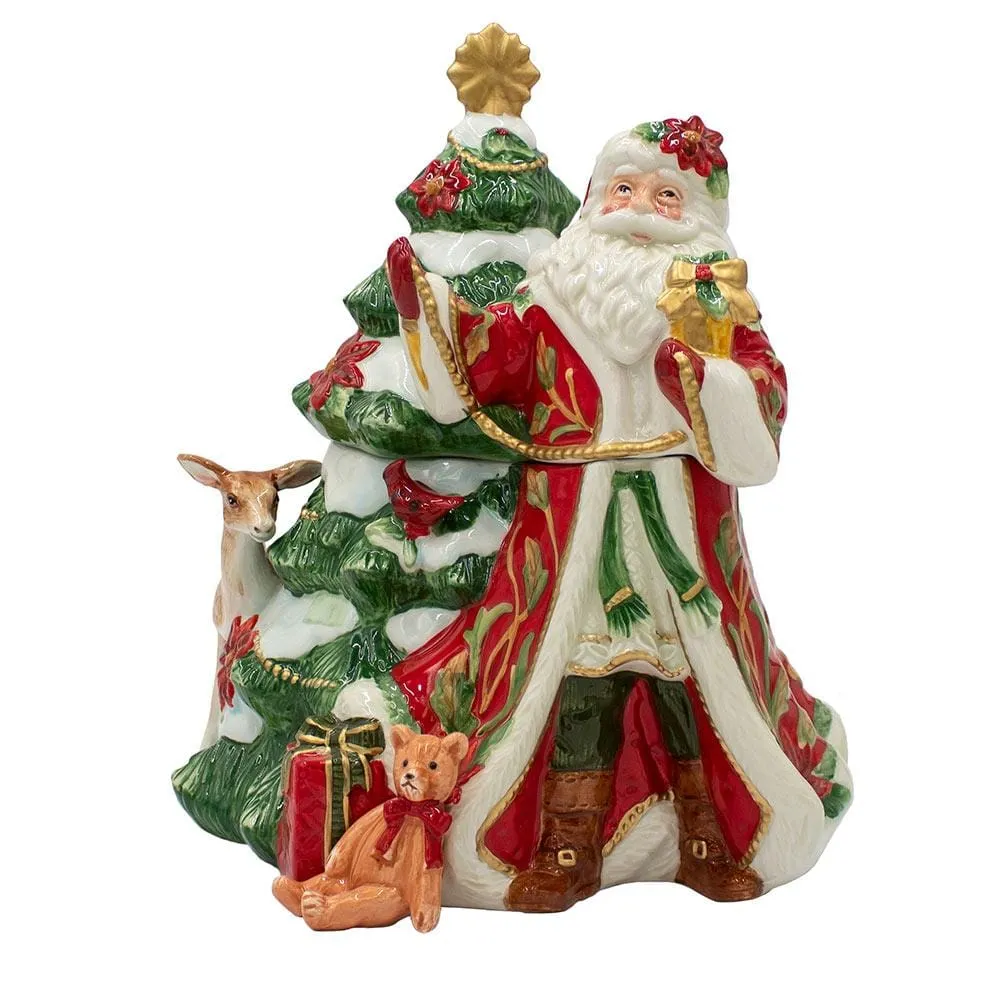 Fitz and Floyd Cardinal Christmas biscottiera Santa