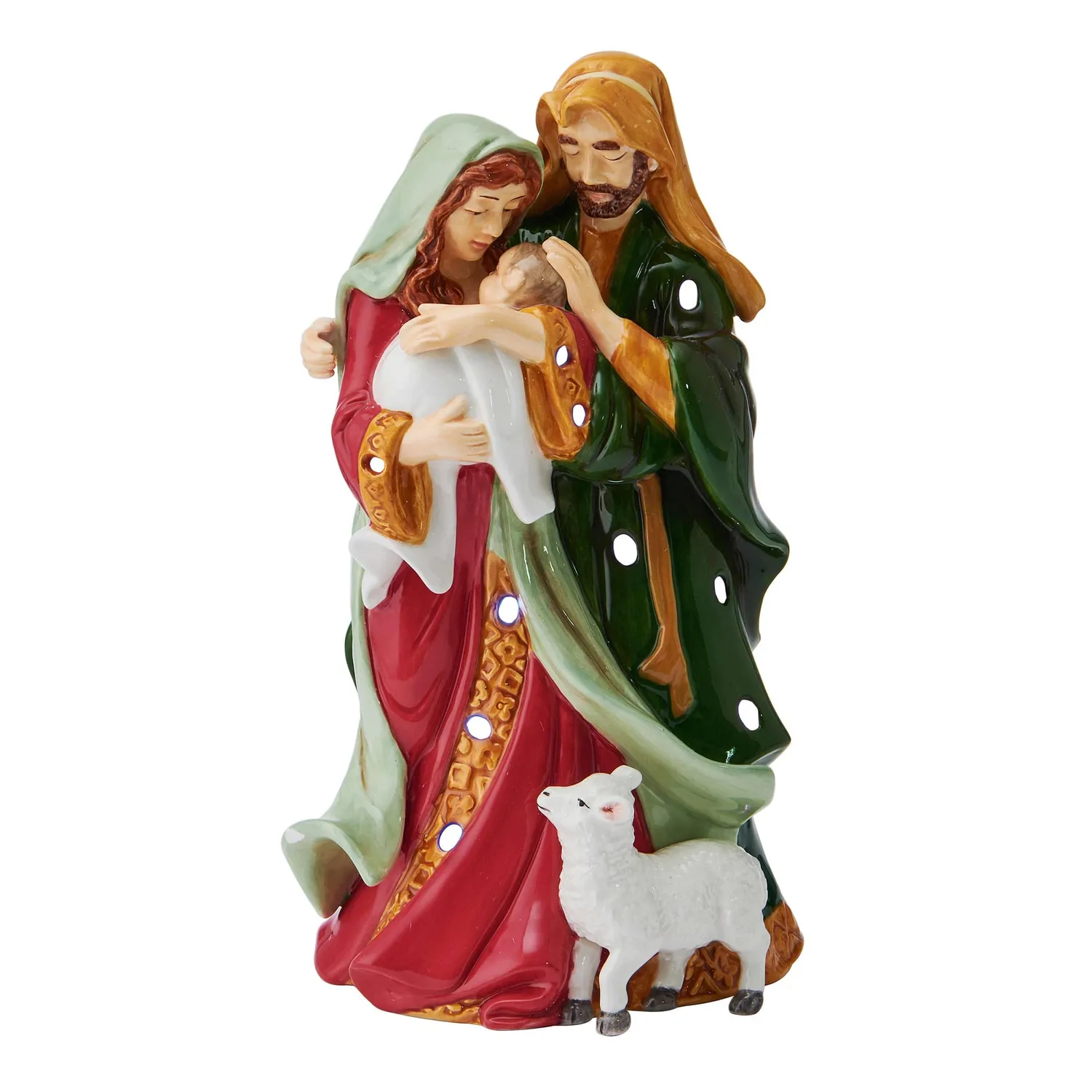 Fitz and Floyd Holiday Luminary Sacra Famiglia statuetta presepe LED 24 cm