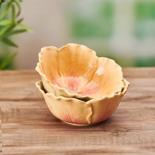Fitz and Floyd Meadow Tulip ciotole set 2 pezzi gialle