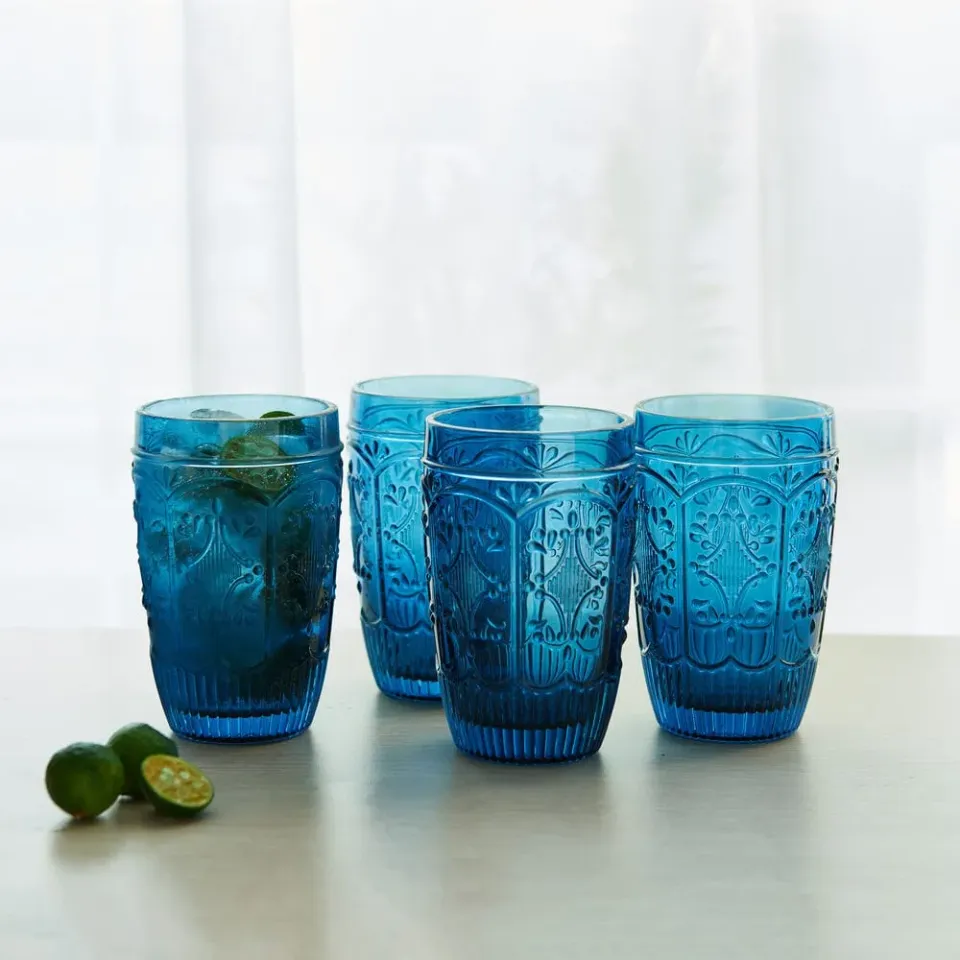 Fitz and Floyd Trestle Indigo bicchieri highball 4 pezzi 355 ml