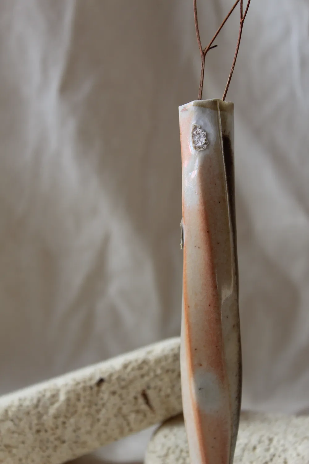 Studio Delta Pottery Iwa woodfired #1 vaso monofiore Shino