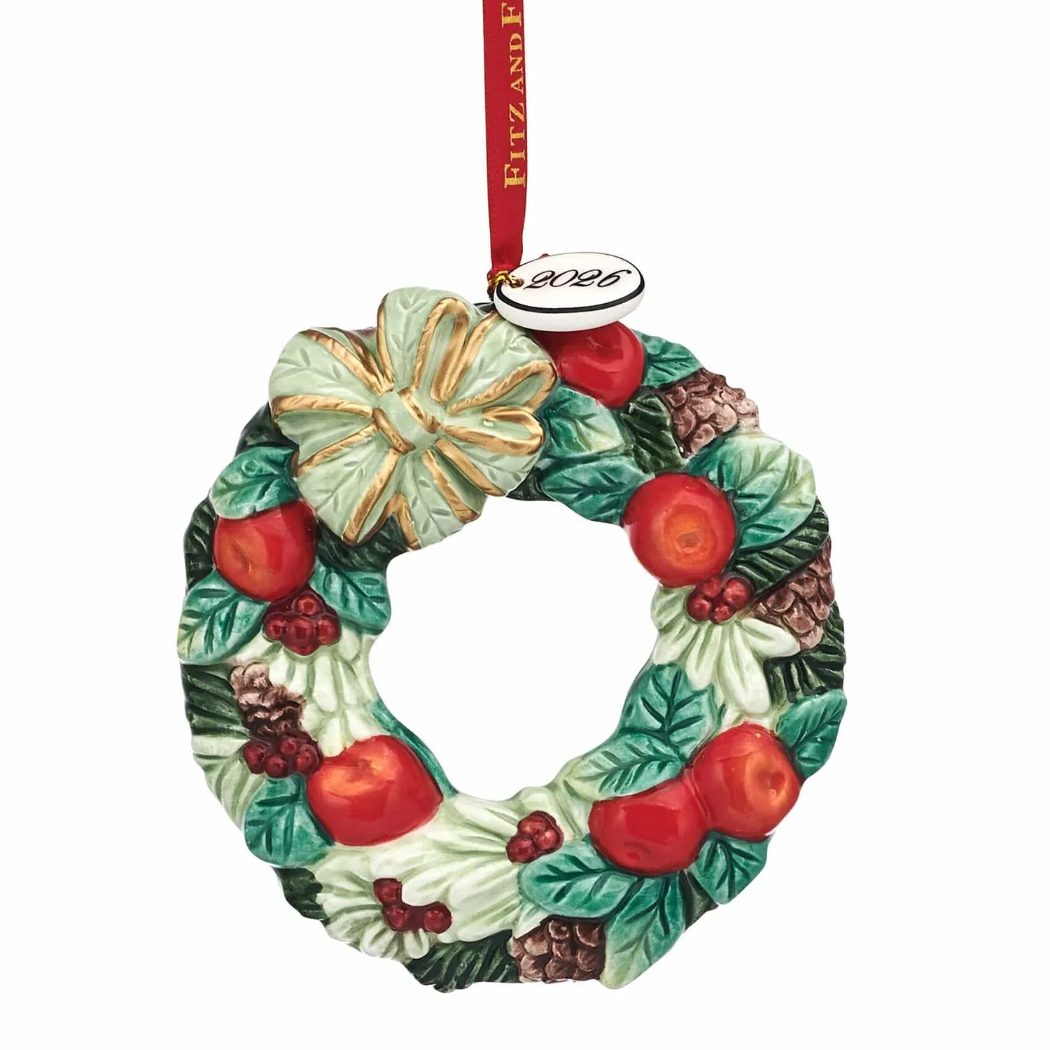 Fitz and Floyd Winter Frost Wreath ornamento albero 2026