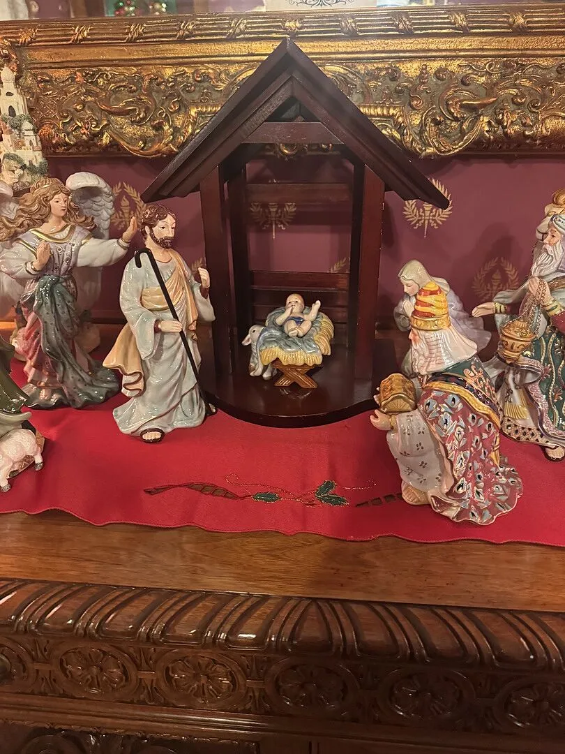 Fitz and Floyd Nativity Angelo Statuetta 26 cm Dipinta a Mano