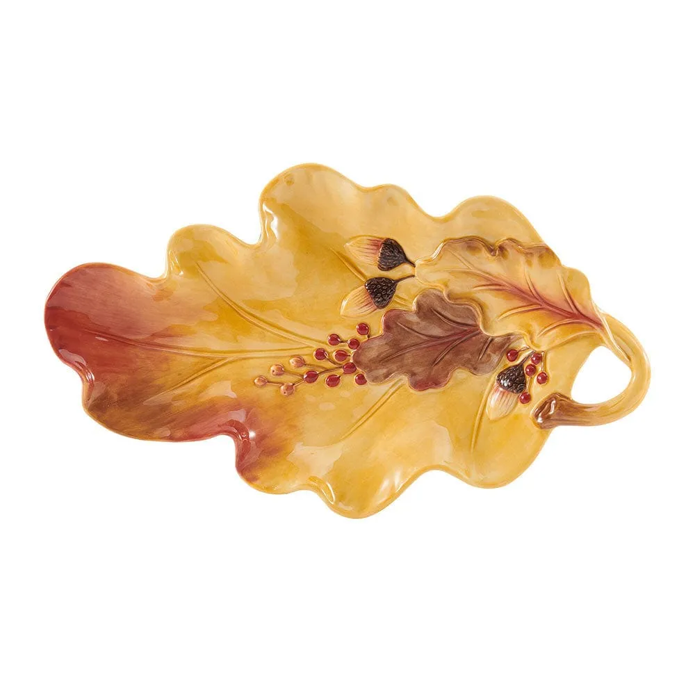 Fitz and Floyd Harvest vassoio foglia ceramica autunnale