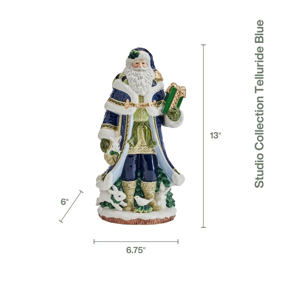 Fitz and Floyd Telluride Studio Blue Santa statuetta blu 33 cm