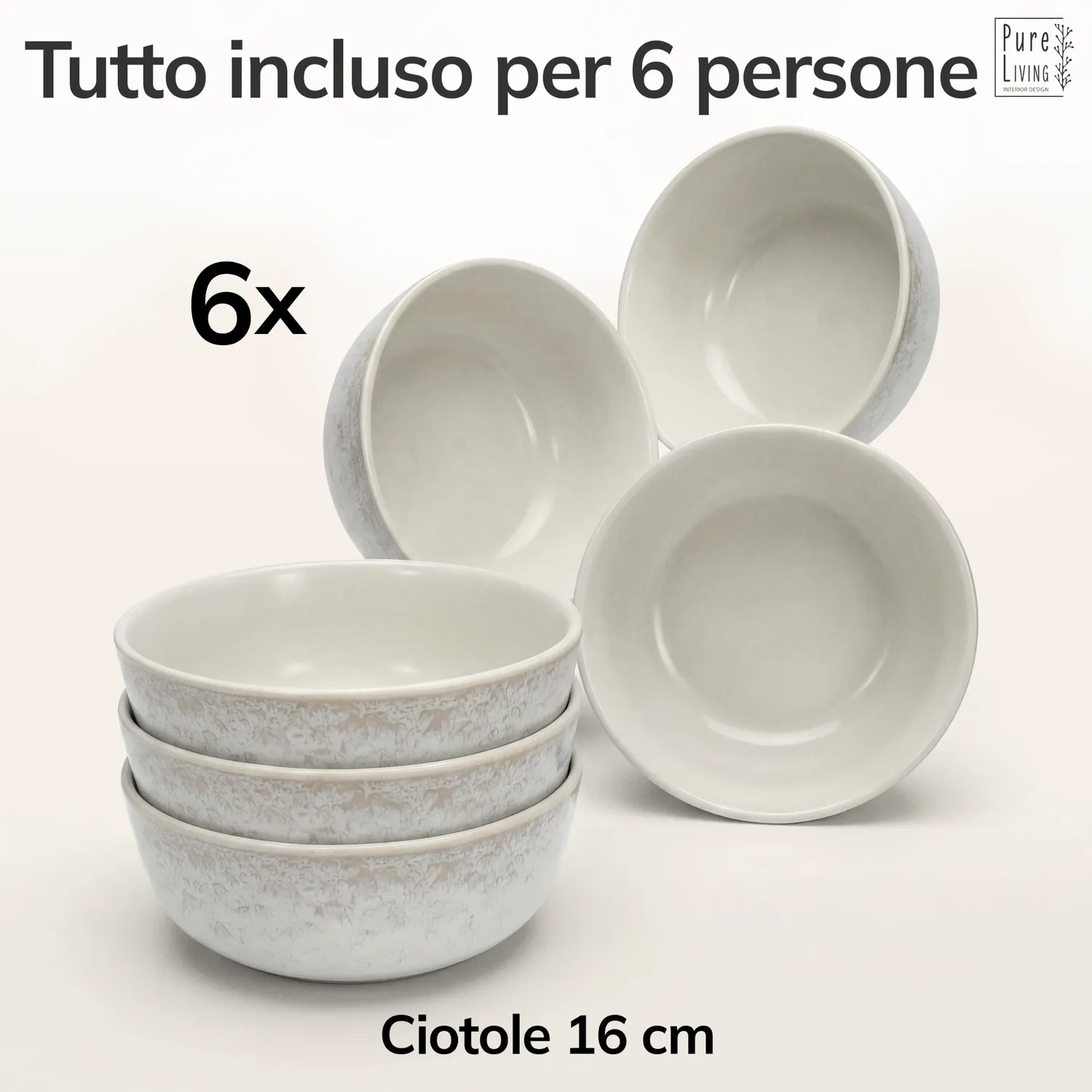 Pure Living Ibiza Tazzine 350 ml Set 6 Tazze beige stoneware