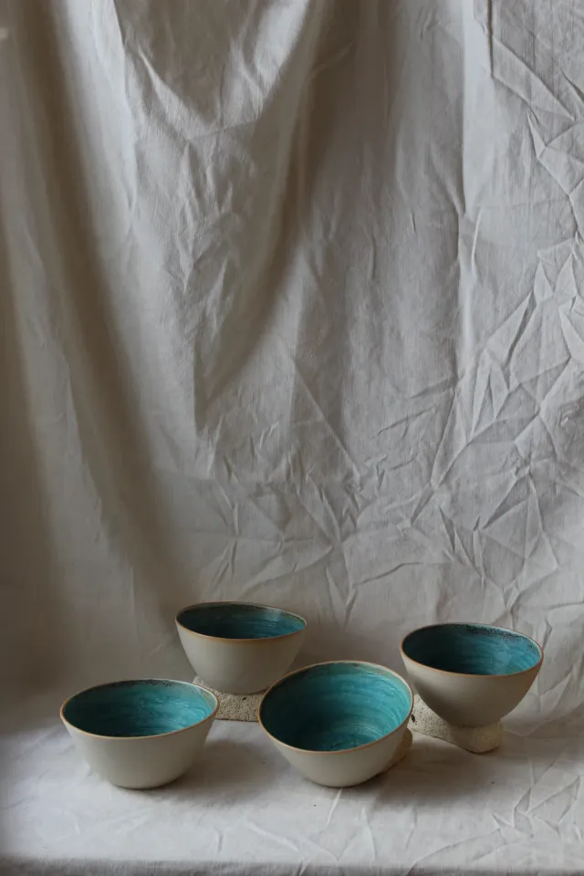 Studio Delta Pottery Baia ciotola gres turchese 15,5 cm