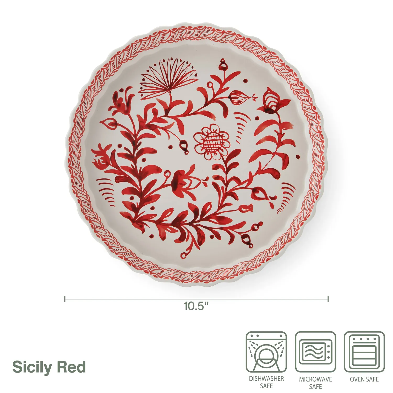 Fitz and Floyd Sicily Red tortiera Natale gres rosso