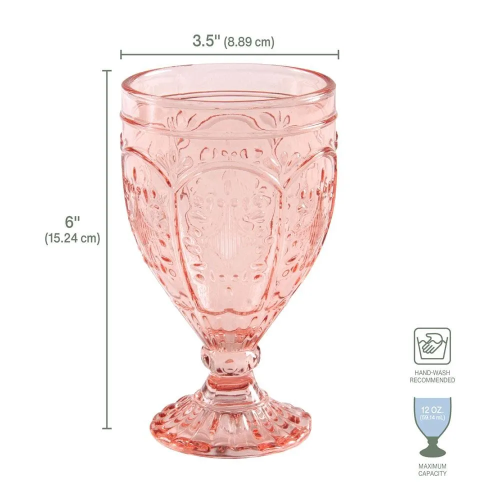 Fitz and Floyd Trestle set 4 calici rosa vetro